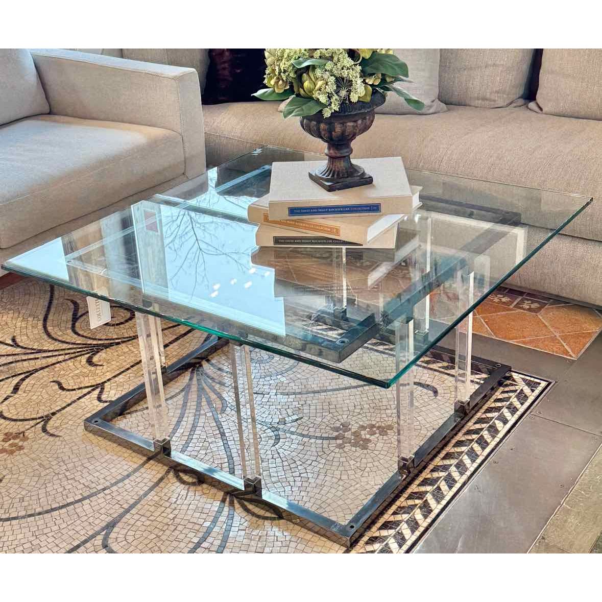 Metal and Glass Square Coffee Table