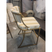 PAIR of Yellow Striped Bar Stools on Brass Bases by Ballard Designs (AS IS)