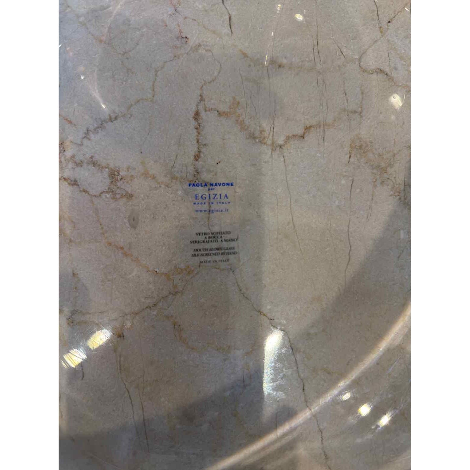 Paola Navone Argento Dots Glass Bowl for Egizia 14"Diam x 6"H - colletteconsignment.com