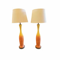 Pair of Slim Orange/Mustard Table Lamps With Linen Shades