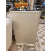 Antique 4-Drawer Platinum Painted Rococo Commode w/ Mirror Glass Top (As Is)