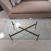 Glass Top Cocktail Table w/ Metal Base, 48"Lx27"DX17"H