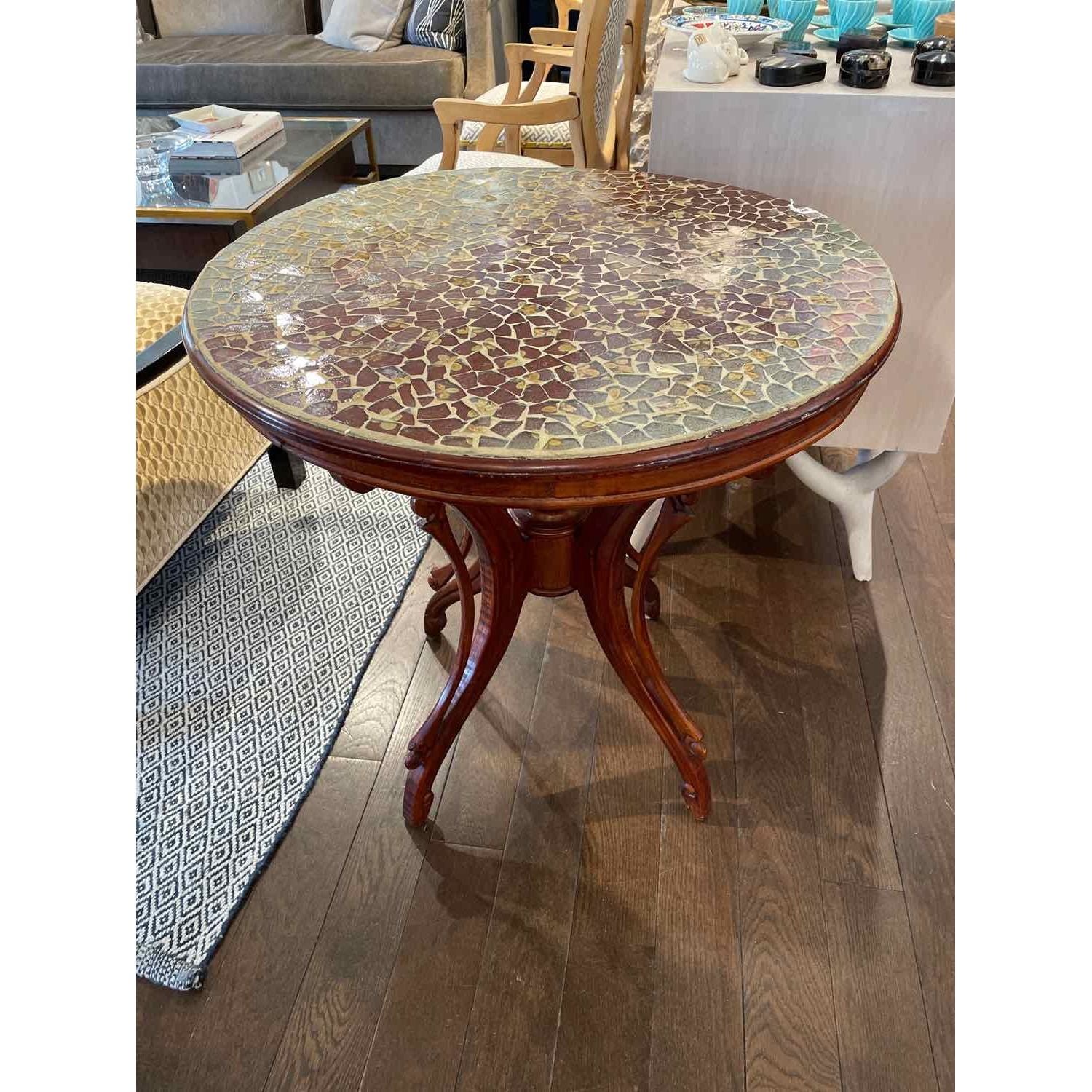 Antique Italian Table w/ Glass Mosaic Top