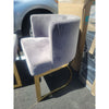 SET of 8 Gray Velvet & Polished Brass Dining Chairs - AS IS