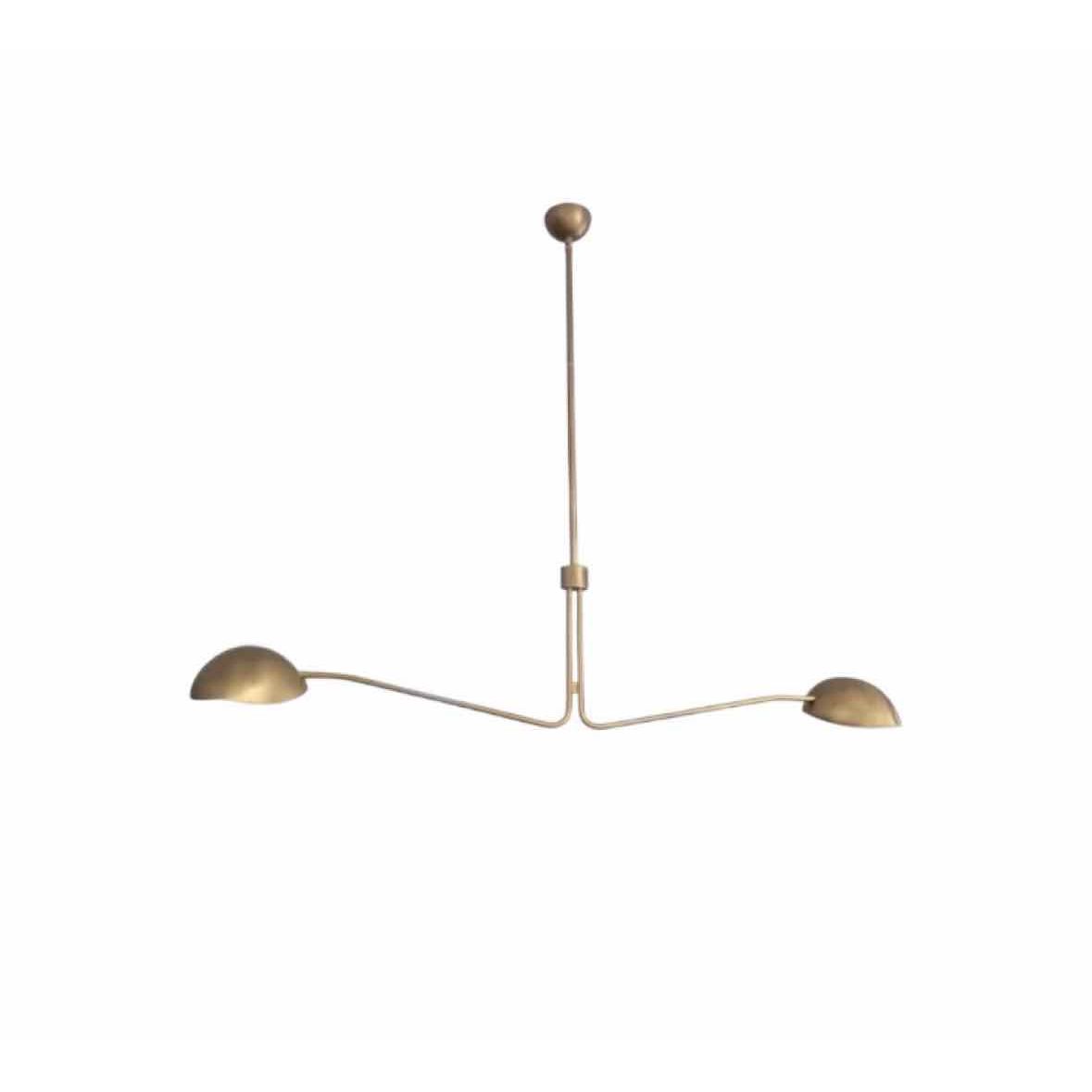 Brass T Bar 2-Light Pendant
