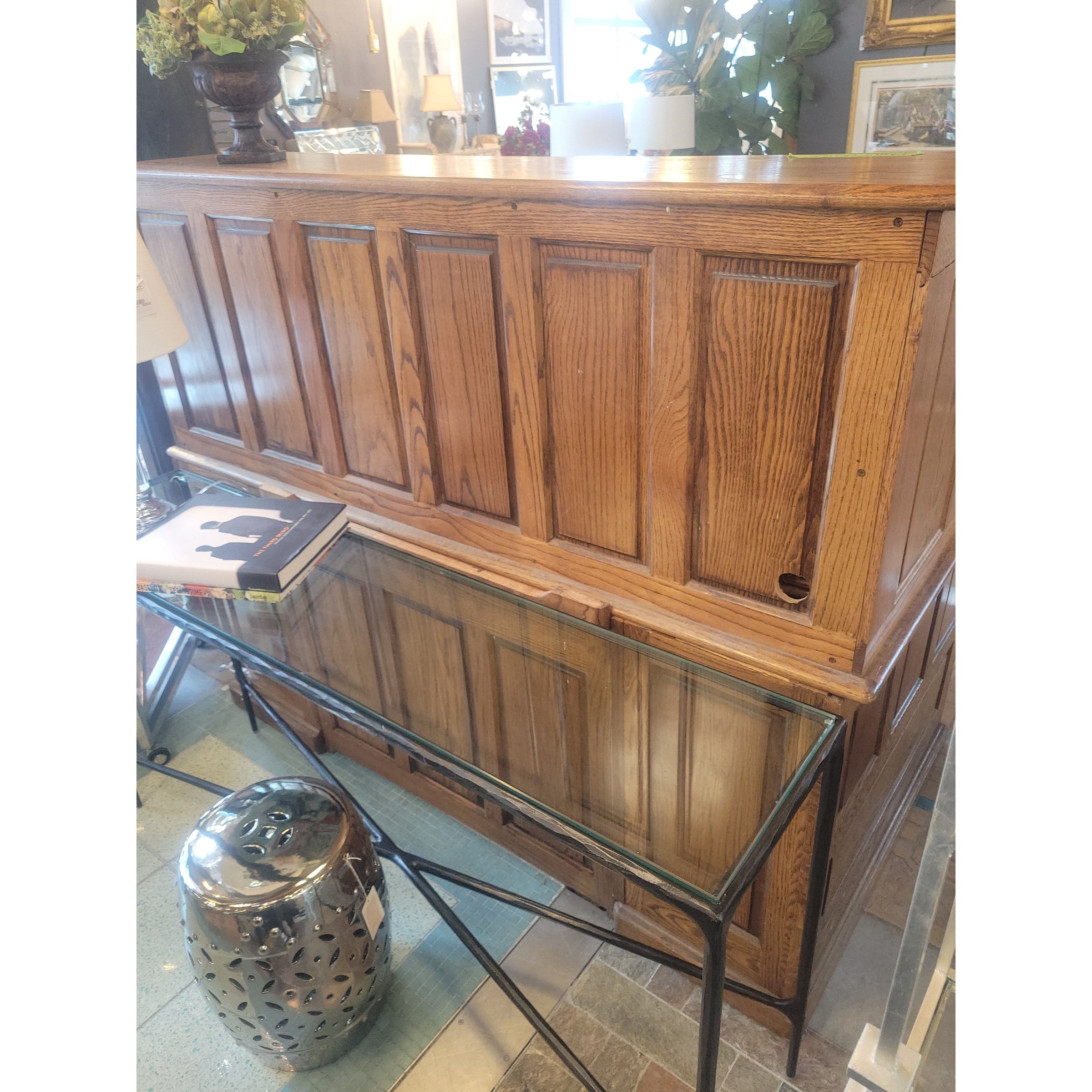 Early 20th C Edwardian Oak Roll Top Desk