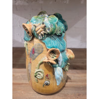 Majolica Style Ceramic Wrapped Leaf Vase by Mann