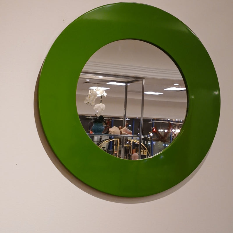 Round Lime Green Wall Mirror by Crate & Barrel