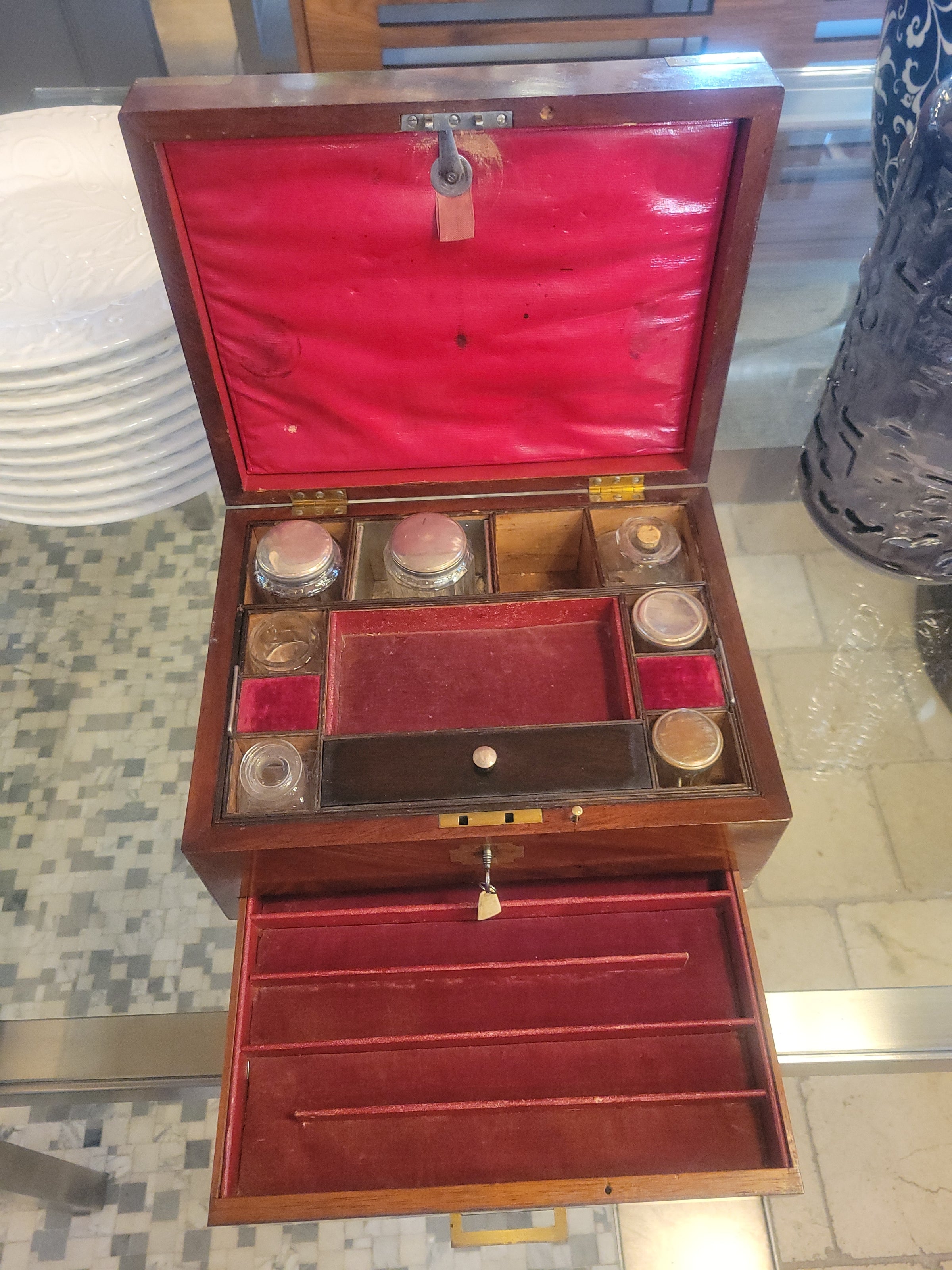 Antique Victorian Walnut Writing / Jewelry Box