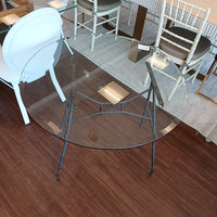 Wrought Iron Dining Table w/ Round Glass Top