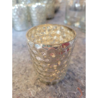 Pair of Small Hexagonal Mercury Glass Candle Holders
