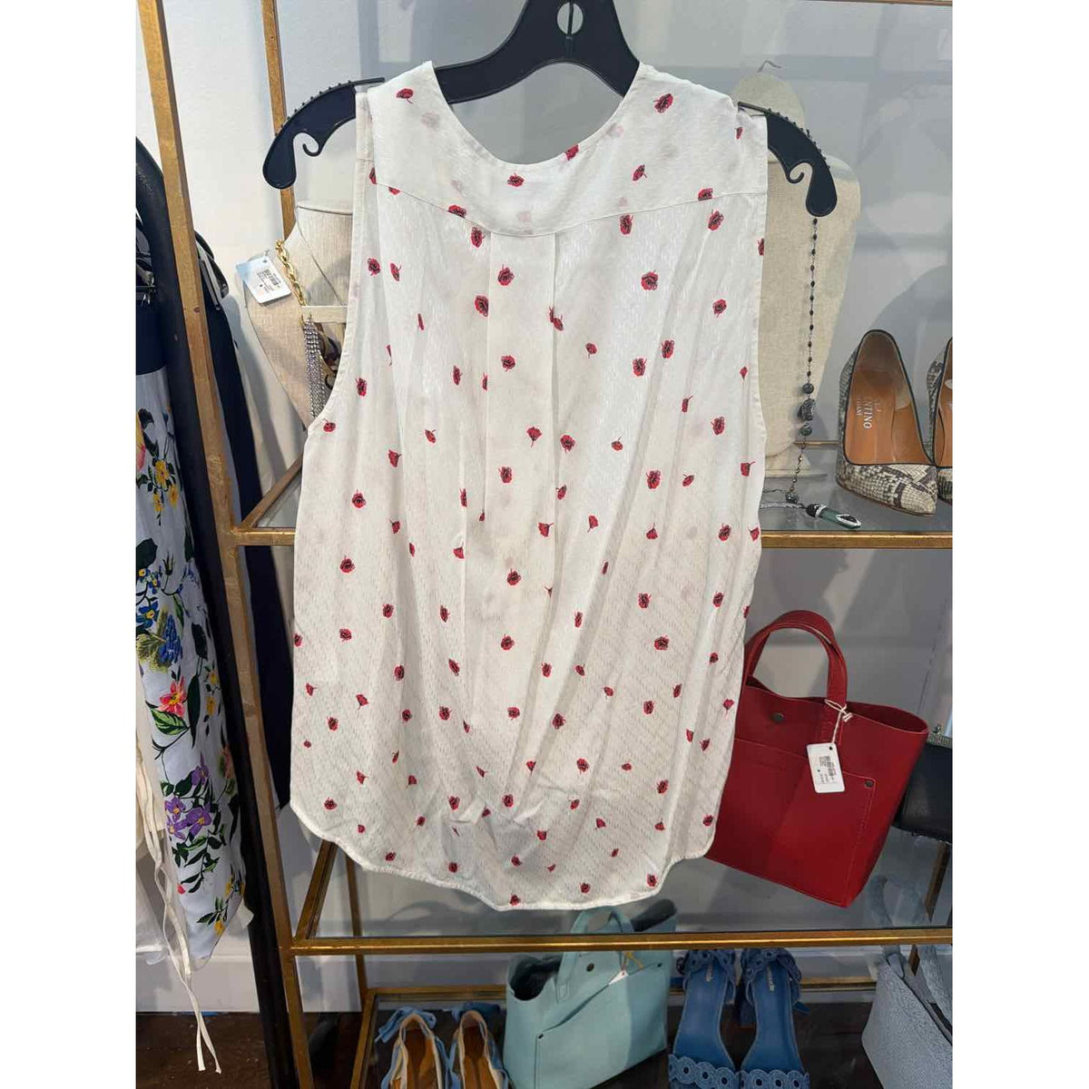 Rag & Bone Size L White/red Blouse
