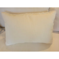 White Woven Wool Lumbar Pillow w/ Down Insert