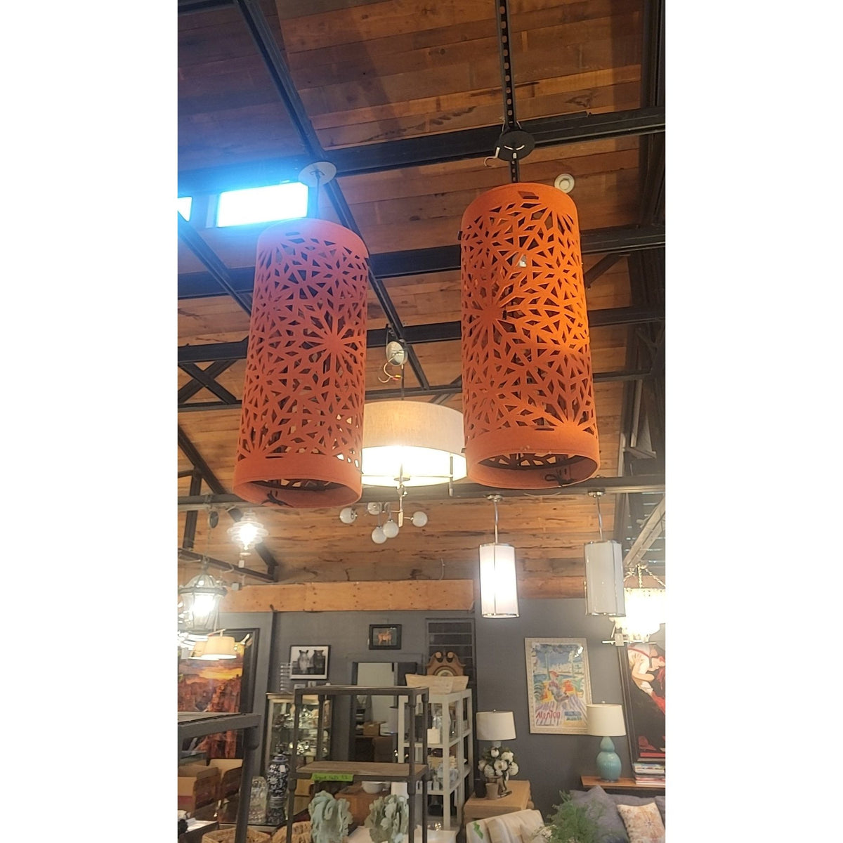 'Alhambra' Acoustic Sound-Absorbing Orange Felt LED Pendant Light by Buzzi - colletteconsignment.com