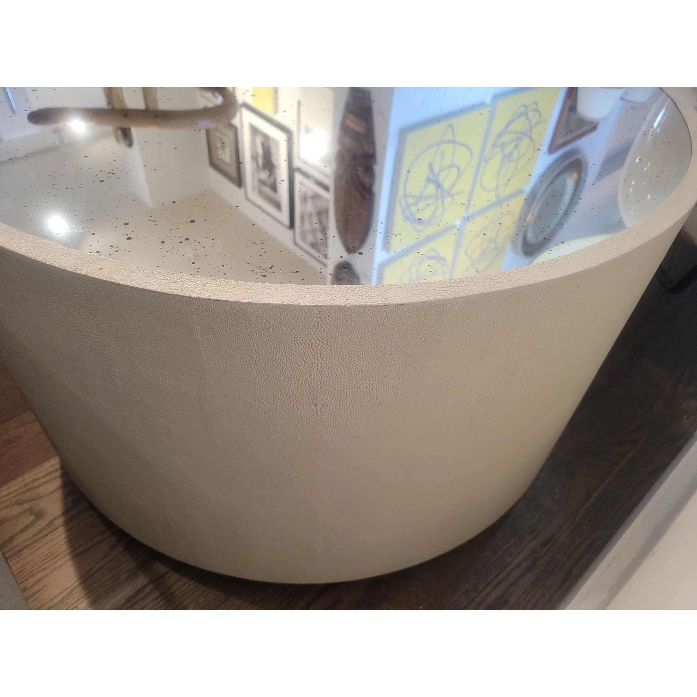 Shagreen Coffee Table w/ Mirror Glass Top Attrib. to Made Goods
