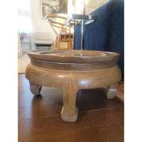 Asian Round Carved Wood Pedestal Table - colletteconsignment.com