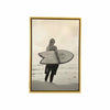 B&W Beach Surfer Photograph on Canvas in Floating Wood Frame