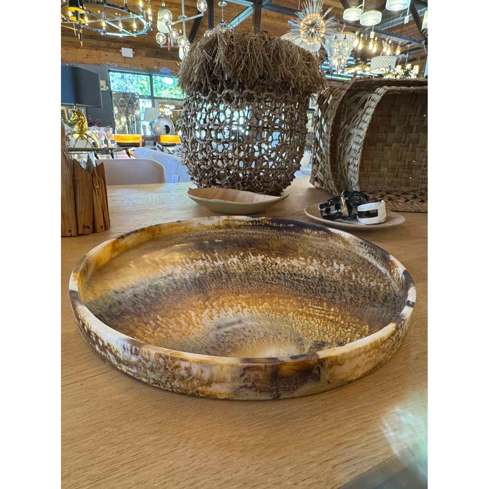 Tortoise Shell Pattern Round Tray