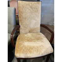 PAIR of Yellow Velvet Armchairs w/ Walnut Panel Backs by Baker
