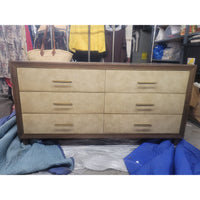 Parchment & Walnut 6-Drawer Dresser w/ Brass Hardware by WS
