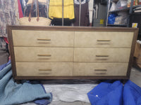 Parchment & Walnut 6-Drawer Dresser w/ Brass Hardware by WS