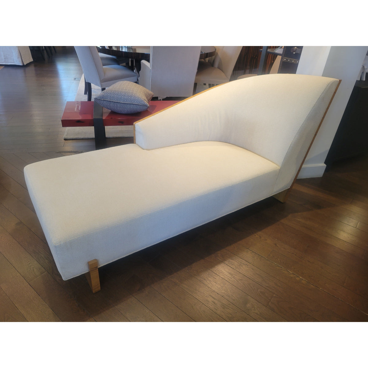 Lacquered Rosewood Chaise Lounge by Holly Hunt w/ Rogers & Goffigon Upholstery - colletteconsignment.com