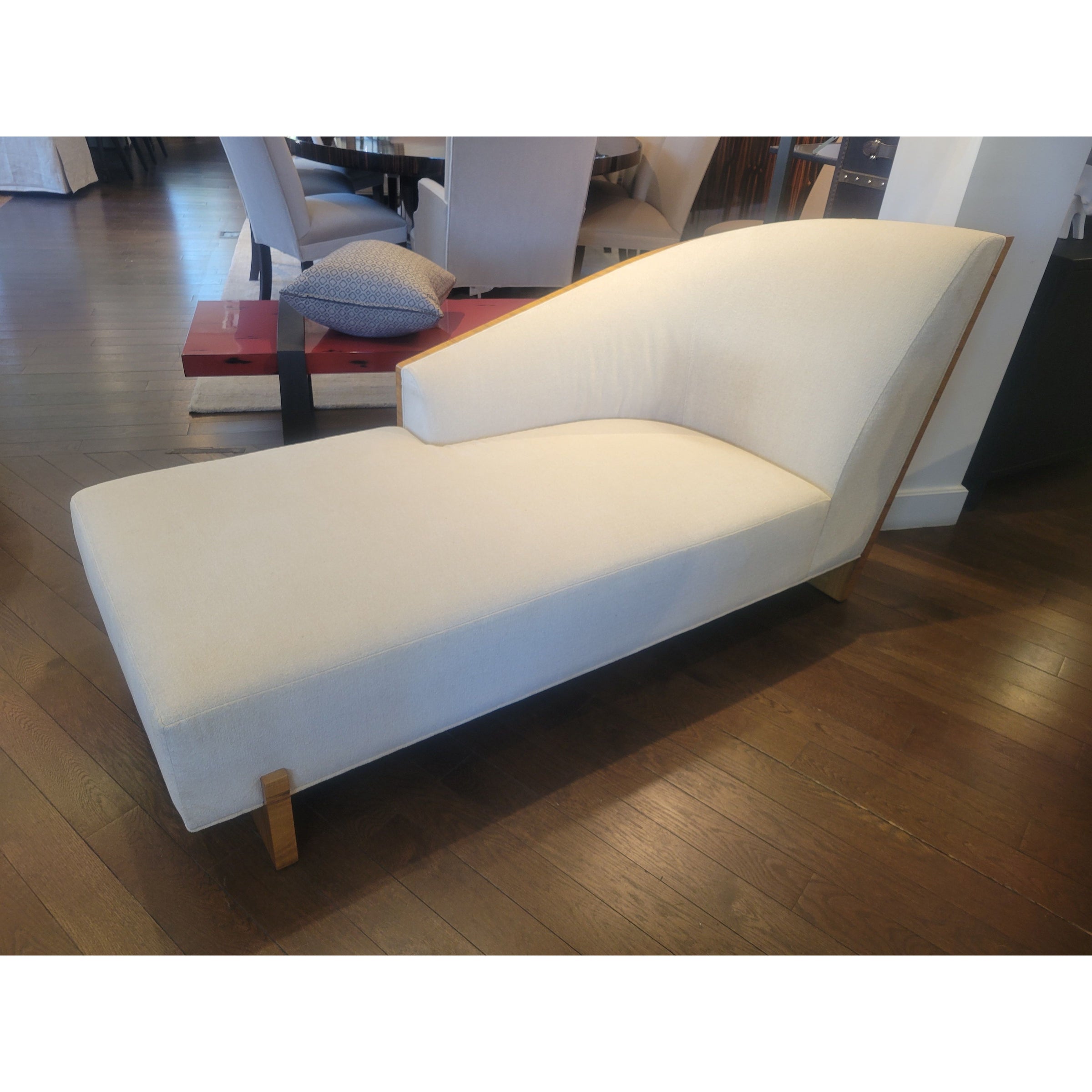 Lacquered Rosewood Chaise Lounge by Holly Hunt w/ Rogers & Goffigon Upholstery - colletteconsignment.com