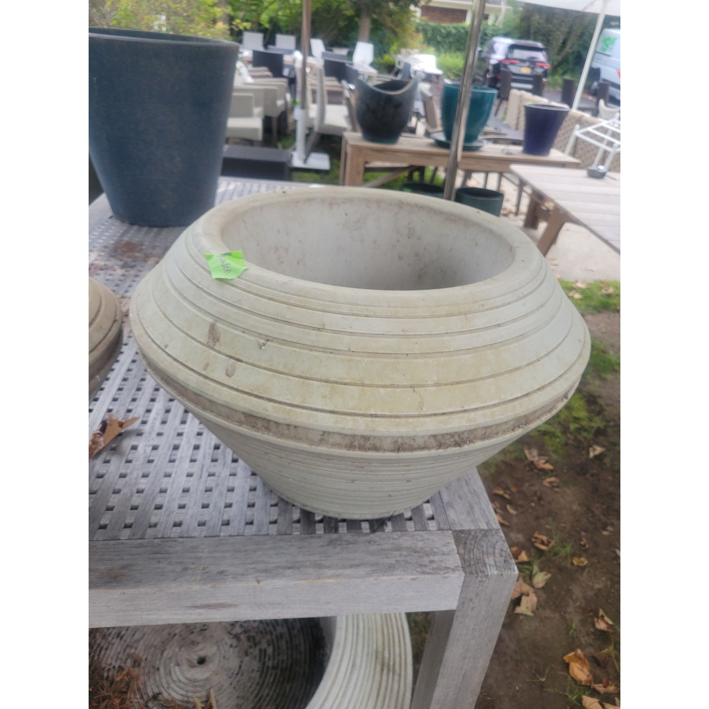 Crescent Medium White Outdoor Planter