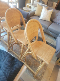 SET of 4 Sunwashed Riviera Rattan Counter Stools by Serena & Lily