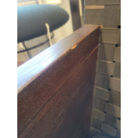 Dark Wood Angular Chair w/ Black Mesh Back - colletteconsignment.com