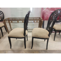 SET of 6 Italian Ebony Chairs w/ Fabric Seats by Costantini Pietro - colletteconsignment.com
