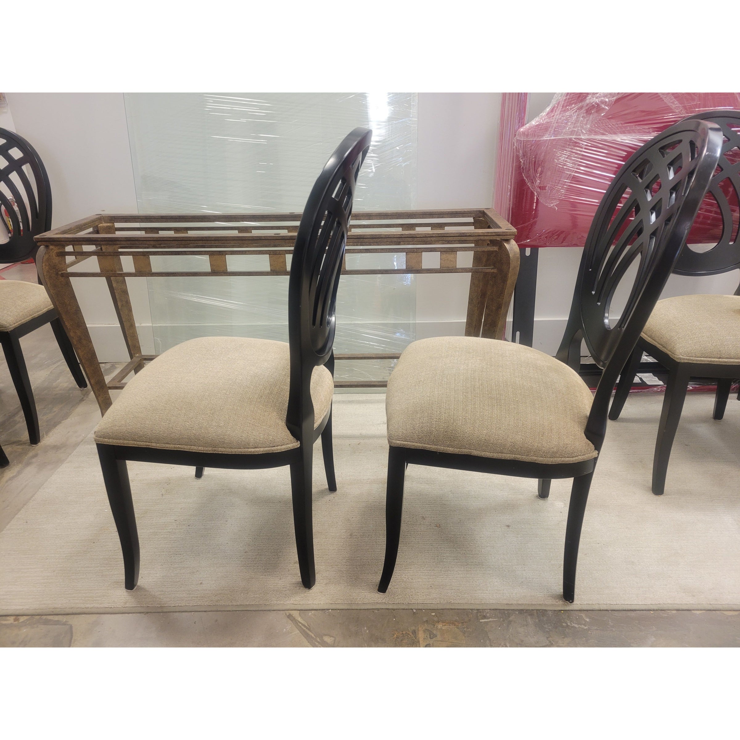 SET of 6 Italian Ebony Chairs w/ Fabric Seats by Costantini Pietro - colletteconsignment.com