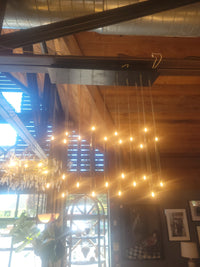 Custom Blackened Steel 13-Light Candle Pendants Fixture