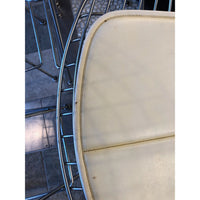 PAIR of Chrome Bertoia Counter Stools w/ Beige Leather Cushions by Knoll - AS IS