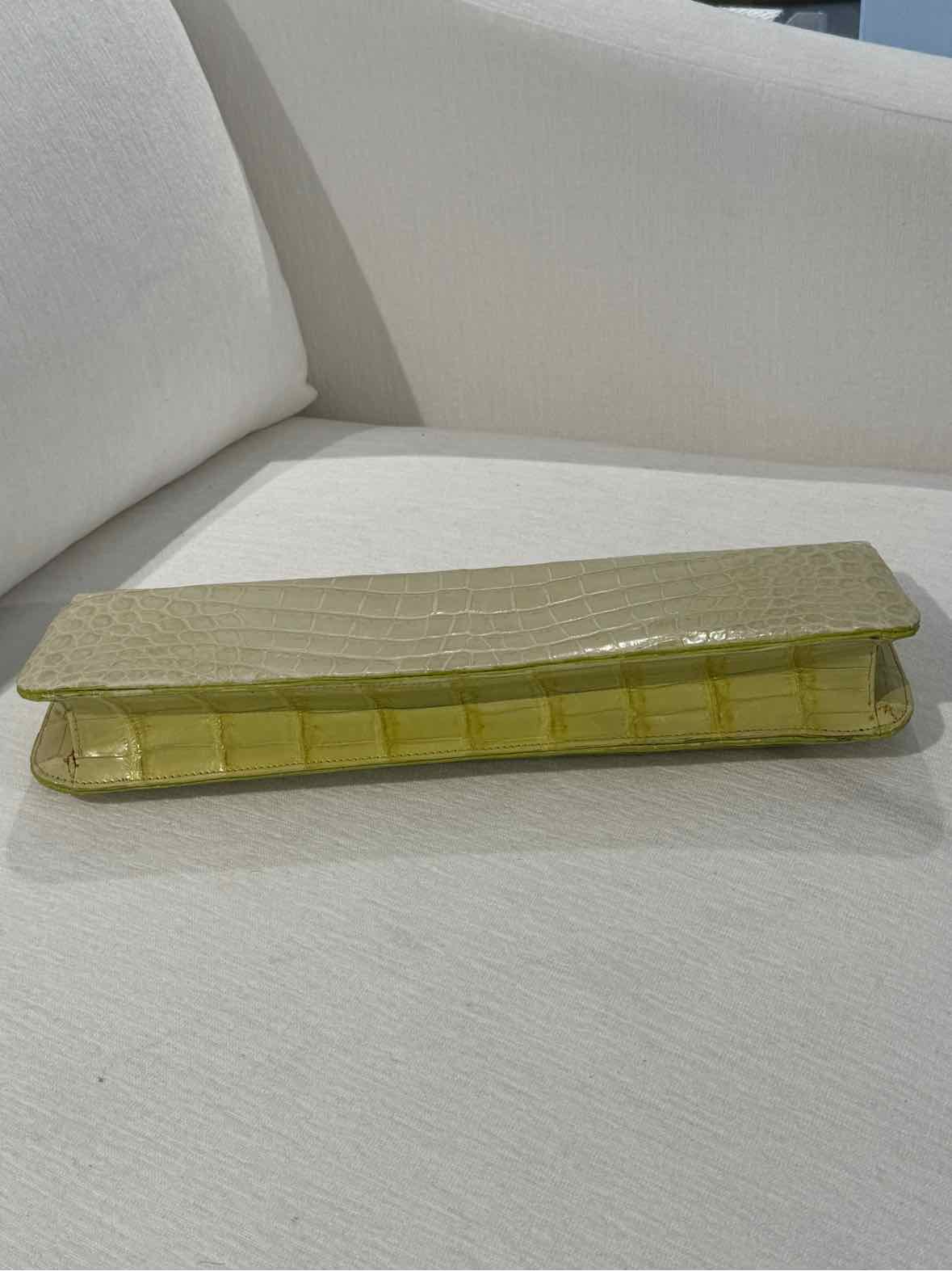 Cape Cobra Lime Green Genuine Crocodile Leather Clutch