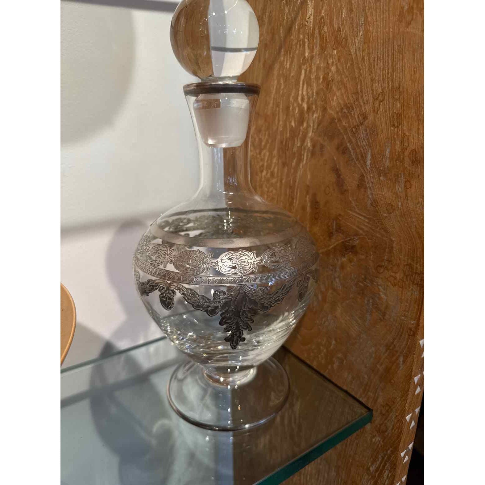 Crystal Decanter by Arte Italica w/Silver Overlay
