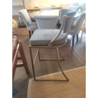 PAIR of Gray Velvet Bar Stools on Brass Bases by Ballard Designs