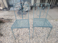 SET of 5-ft Green Iron Glass Top Dining Table, 4 Side Chairs, 2 Arm Chairs