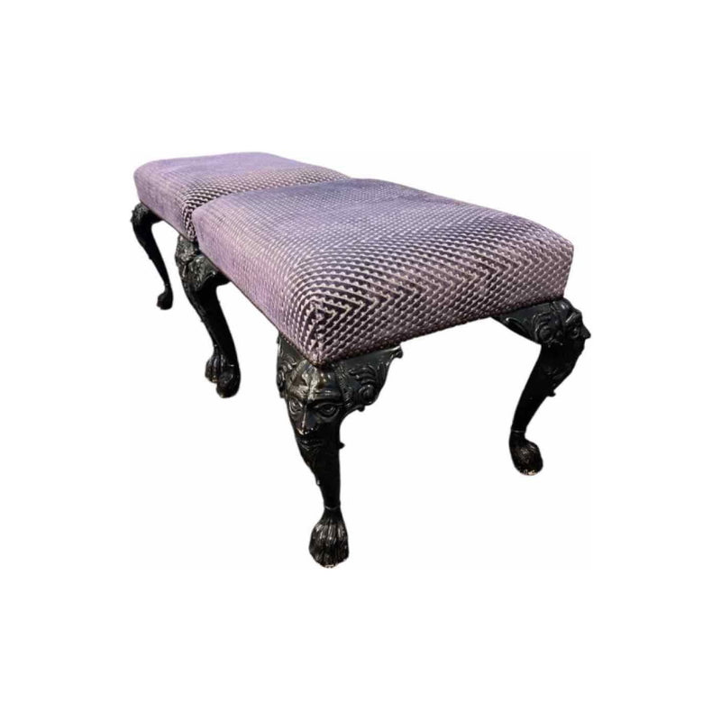 Ornate Leg Stool / Bench by Baker Furniture - Purple & Black