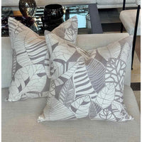 Pair of Custom Purple Palm Leaf Pattern Pillows