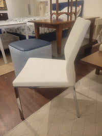 White Faux Leather Side Chair (AS IS)