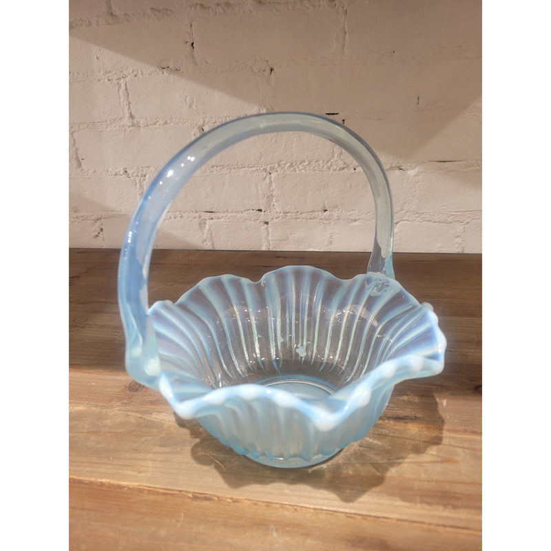 L.E. Smith Attrib. Blue Glass Candy Bowl