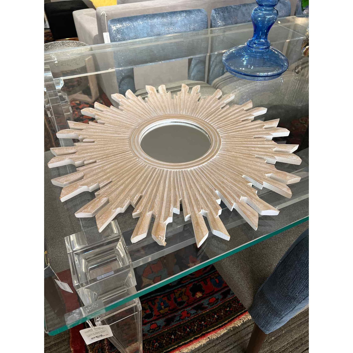 White Washed Wood Starburst Mirror