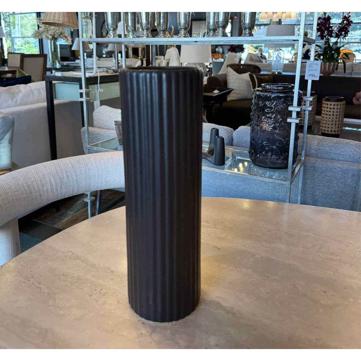 Haeger Fluted Gray Vase