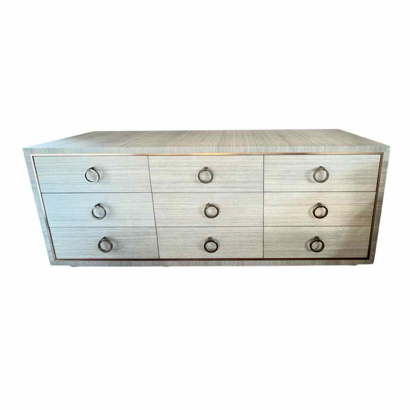 'Parker' Blue Shimmer Raffia & Bronze 9-Drawer Dresser by V&H - colletteconsignment.com