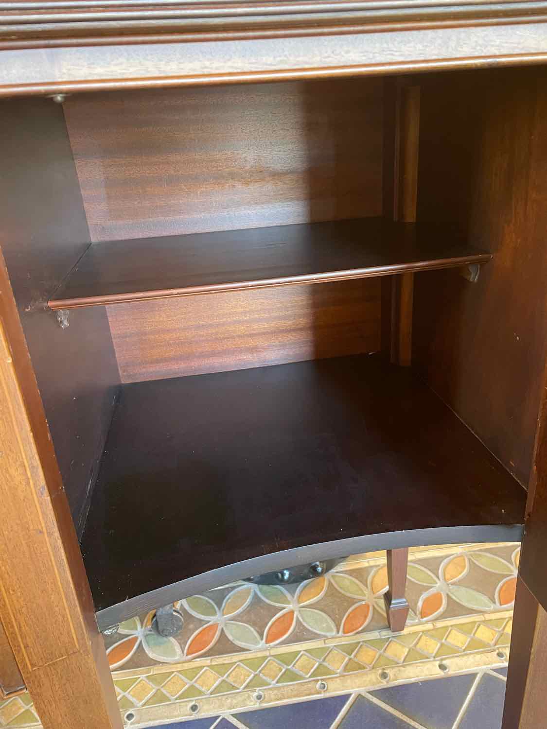 Vintage Dark Wood Buffet w/ Brass Pulls (AS IS)
