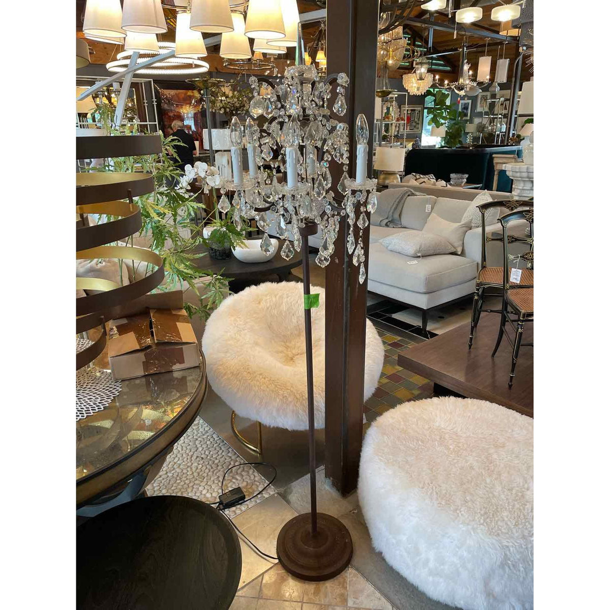 Roccoco Style Crystal & Iron Floor Lamp Attrib. to RH (AS IS) - colletteconsignment.com