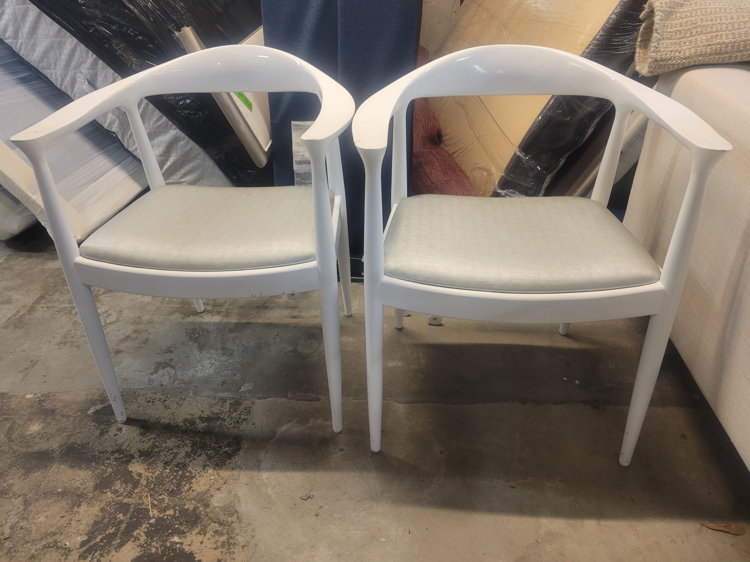 SET of 4 White Lacquered Mahogany Danish Dining Chairs by Villa & House (AS IS)
