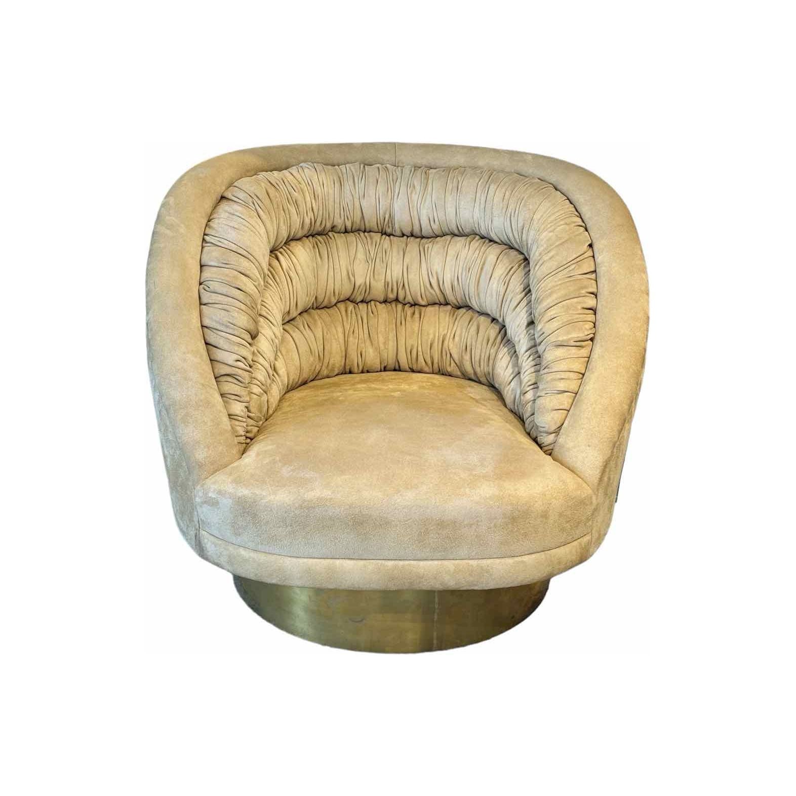 Design Vladimir Kagan 1976 Ellipse Lounge Chair in Suede - 60"W x 32"D x 29"H