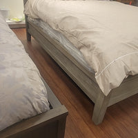 King-Sized Graywash Oak Farmhouse Platform Bed Frame (AS IS)